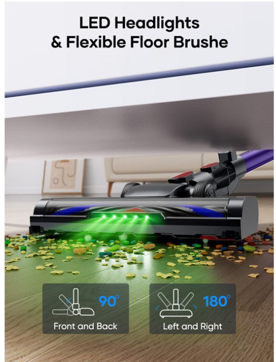 Laresar Vacuum Cleaner for Home, Cordless Vacuum Cleaner, Carpet Cleaner, 45KPA, 2200mAh, Hard Floors, Pet Hair