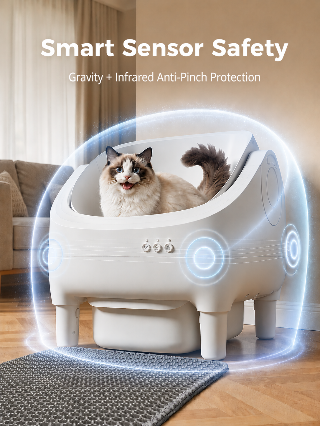 Laresar Self-Cleaning Cat Litter Box, Automatic Litter Box with Wifi App Control & Large Capacity, Cat Mat, Cleaning Kit Liner & Odor-Removal