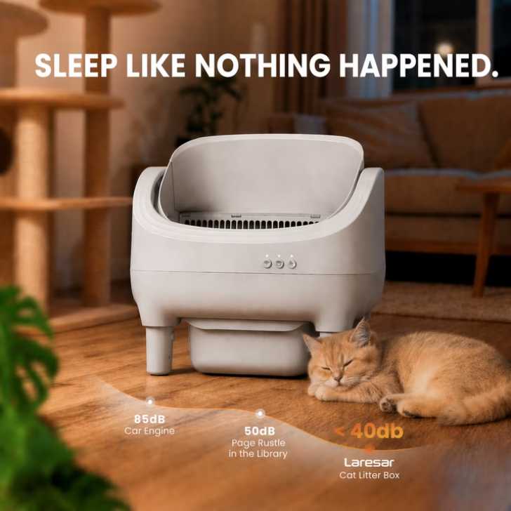 Laresar Self-Cleaning Cat Litter Box, Automatic Litter Box with Wifi App Control & Large Capacity, Cat Mat, Cleaning Kit Liner & Odor-Removal