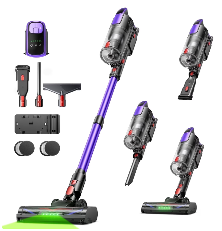 Buture VC100 Cordless Stick Vacuum Cleaner, 500W 48KPa Strong Suction, 55-Min Runtime Lightweight for Pet Hair Carpet HardFloor