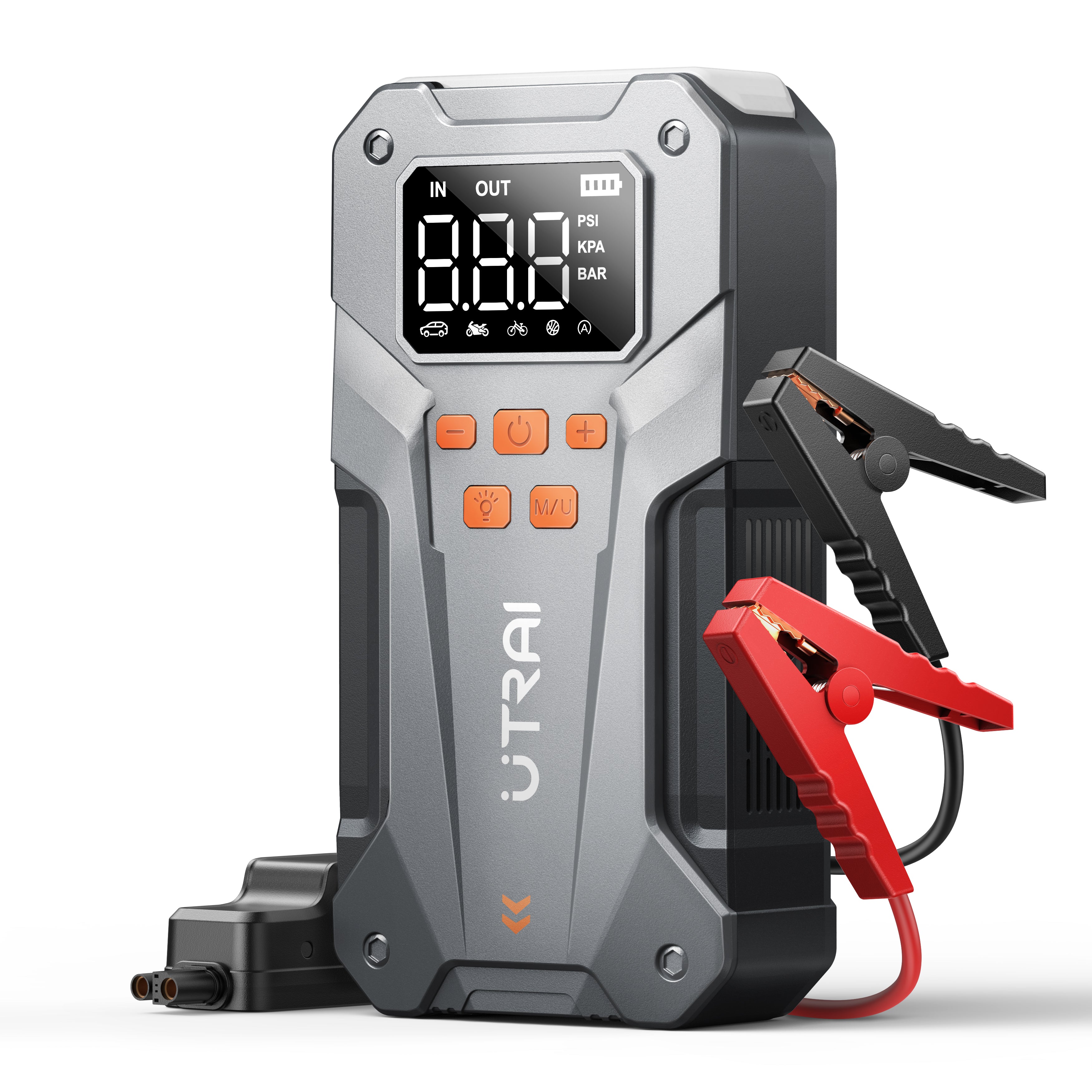 UTRAI 5000A Jump Starter with 150PSI Air Compressor, 12V Battery Booster & Power Bank for All Gas/10.0L Diesel Engines