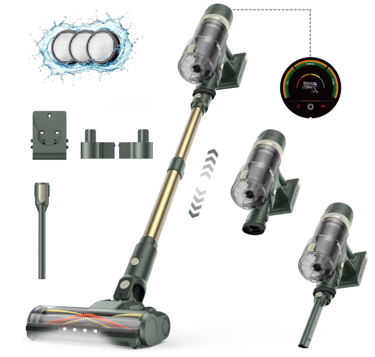 Laresar V12 Cordless Vacuum Cleaner, 2H Fast Charge 600W 65KPa Strong Suction, 80Mins Runtime Stick Vacuum for Carpet Hard Floor Pet Hair